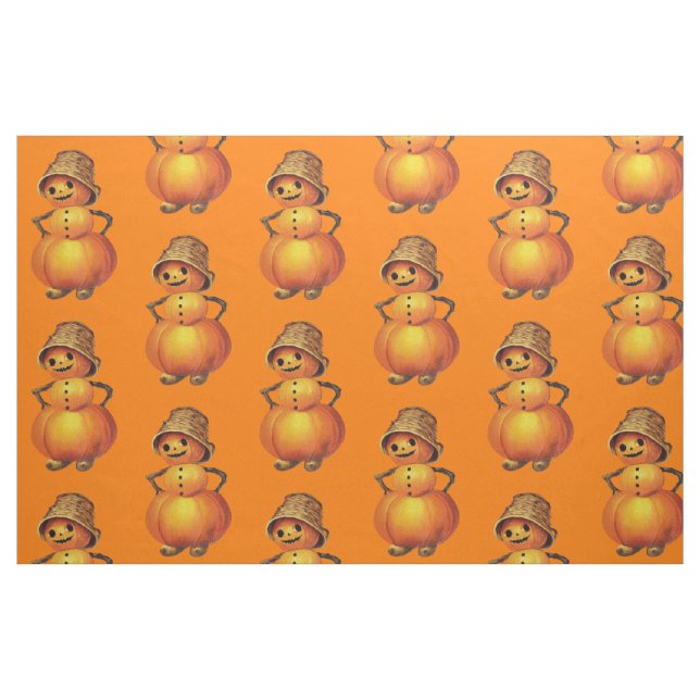 Tecido Laranja sorrindo Jack O' Lanterna Snowman (Fat Quarter)