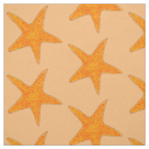 Tecido Laranja Starfish Star Fish Shell Beach Ocean Sea