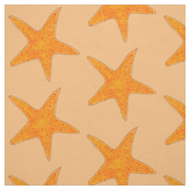 Tecido Laranja Starfish Star Fish Shell Beach Ocean Sea (Modelo)