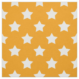 Tecido Laranja White Stars Padrão Têxtil Decorativo