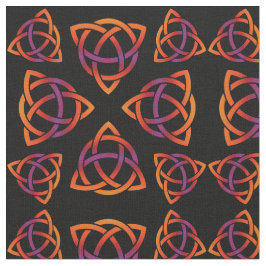Tecido Laranjas do Padrão Celta Triquetra e Roxo em Bla