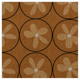 Tecido Large Warm Mustard Floral Tile - Natural Linen
