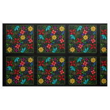 Latino Folk Floral elegante | Preto