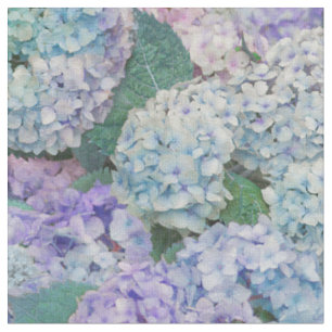 Tecido Lavanda Azul Floral Hydrangea Blossomas Padrão