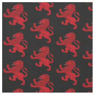Tecido Leão desenfreado vermelho de Scotland no preto