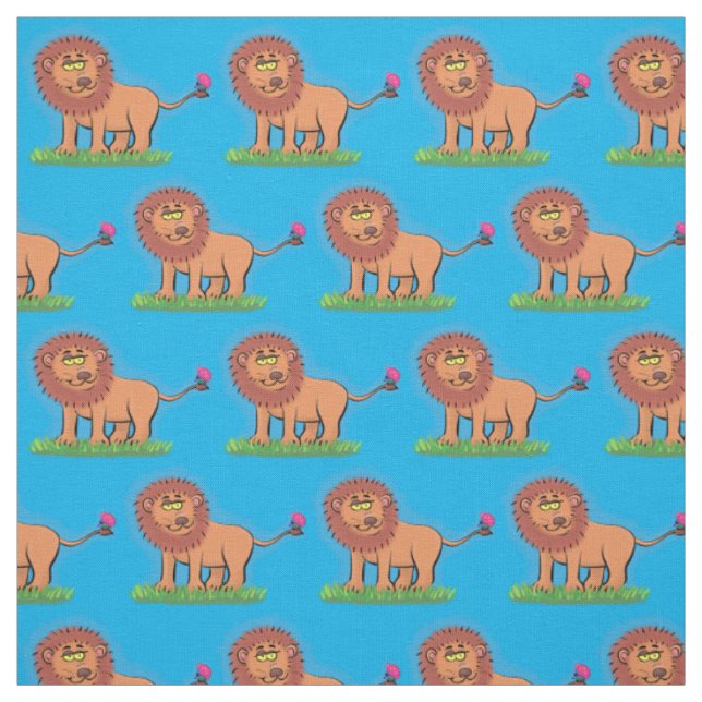 Tecido Leão feliz com ilustração de desenho animado de bo (Modelo)