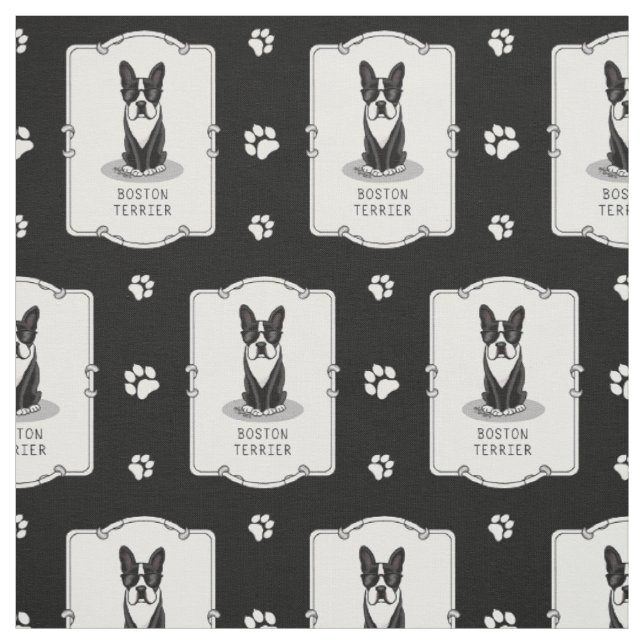Tecido Legal Boston Terrier Dog (preto) com óculos de sol (Modelo)