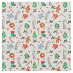 Tecido Leite de Natal e Biscoitos