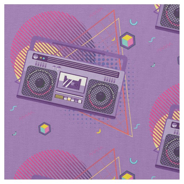 Tecido Leitor de cassetes de rádio portátil Funky dos ano (Detalhe)