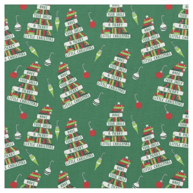 Tecido Leitores e Livros Amam Árvore de Natal (Detalhe)