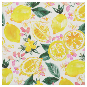 Tecido LEMONIZADOR Yellow Watercolor Lemons