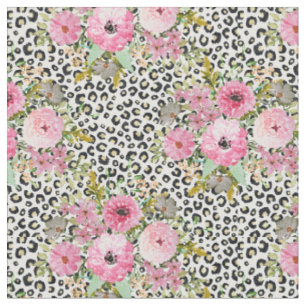 Tecido Leopardo elegante e design floral