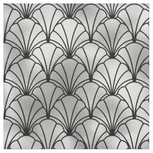 Tecido Leque em Concha Preto Prata Art Déco