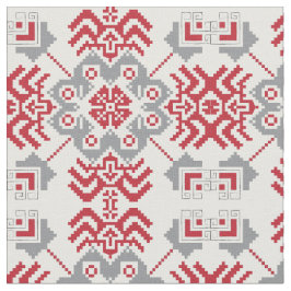 Tecido Letão Auseklis Folk — medalhão geométrico