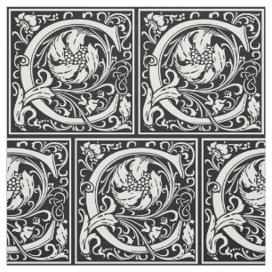 Tecido Letra C Monograma Medieval Art Nouveau