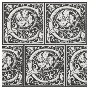 Tecido Letra C Monograma Medieval Arte Nova