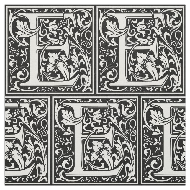 Tecido Letra E Monograma Medieval Art Nouveau (Modelo)