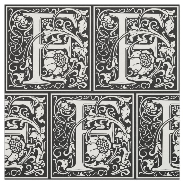 Tecido Letra F Monograma Medieval Art Nouveau (Modelo)