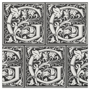 Tecido Letra G Monograma Medieval Art Nouveau