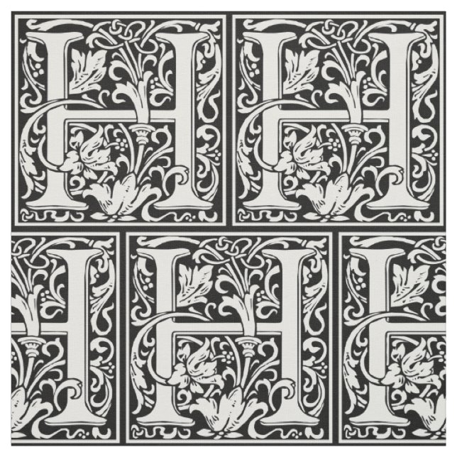 Tecido Letra H Monograma Medieval Art Nouveau (Modelo)