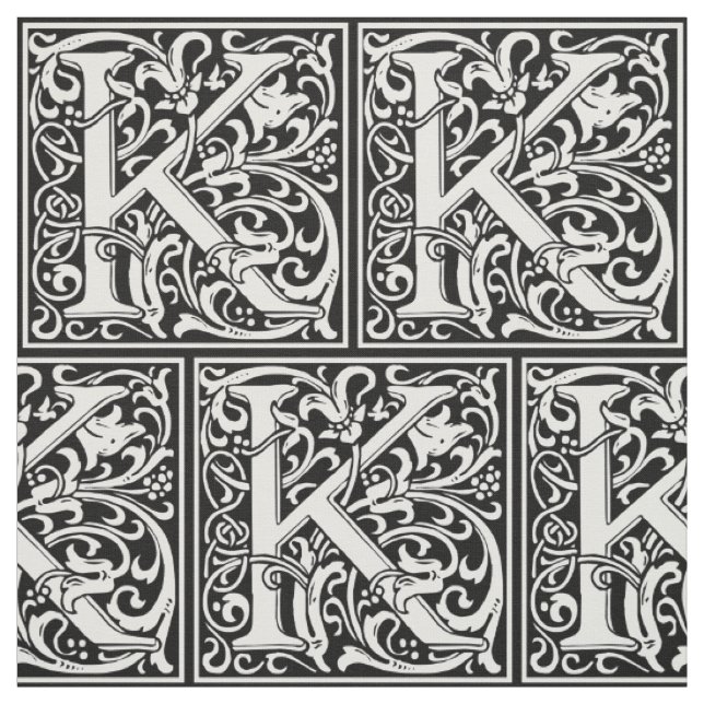 Tecido Letra K Monograma Medieval Art Nouveau (Modelo)