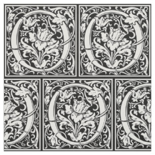 Tecido Letra O Monograma Medieval Arte Nova