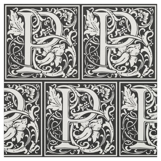 Tecido Letra P Monograma Medieval Art Nouveau (Modelo)