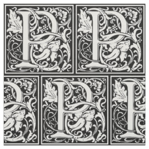 Tecido Letra P Monograma Medieval Arte Nova