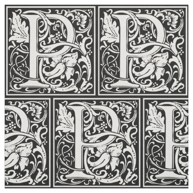Tecido Letra P Monograma Medieval Arte Nova (Modelo)