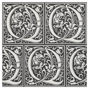 Tecido Letra Q Monograma Medieval Art Nouveau