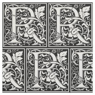 Tecido Letra R Monograma Medieval Art Nouveau