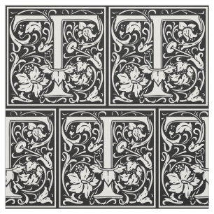 Tecido Letra T Monograma Medieval Art Nouveau