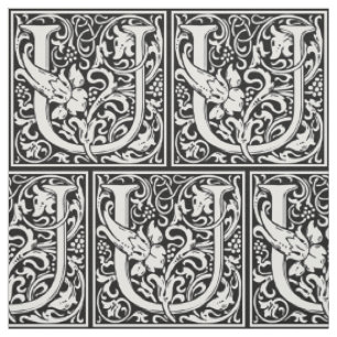 Tecido Letra U Monograma Medieval Arte Nova