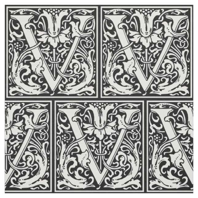 Tecido Letra V Monograma Medieval Art Nouveau (Modelo)