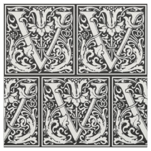 Tecido Letra V Monograma Medieval Arte Nova