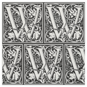 Tecido Letra W Monograma Medieval Arte Nova