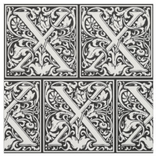 Tecido Letra X Monograma Medieval Arte Nova