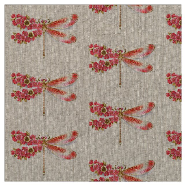 Tecido Libélula flor com jóias sakura (Modelo)