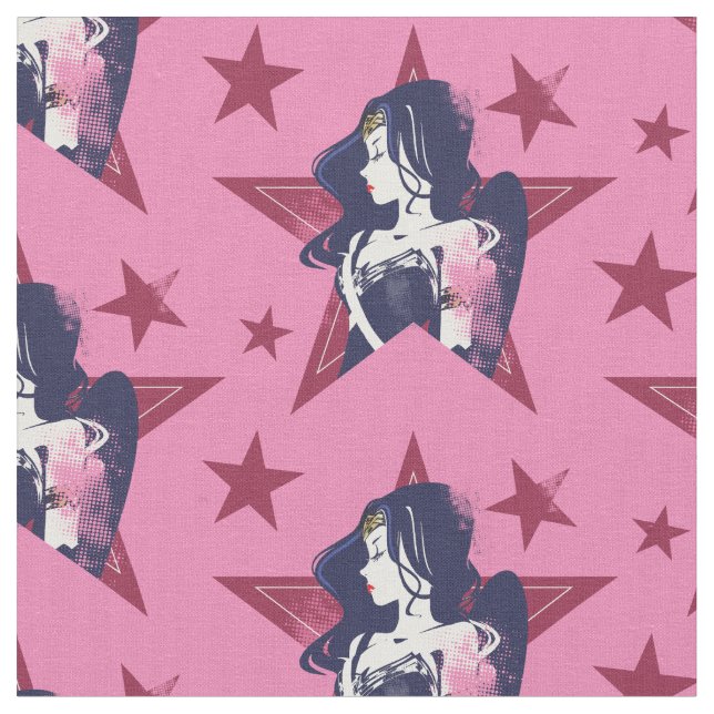 Tecido Liga da Justiça | Mulher Maravilha e Estrelas Pop (Detalhe)