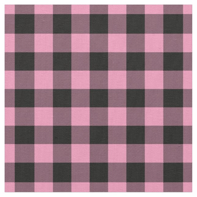 Tecido Light Pink & Black Gingham Plaid (Detalhe)