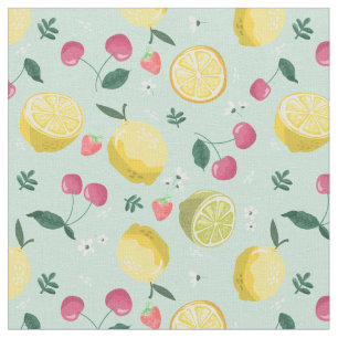 Tecido Limantes, Cerejas e Morangos - Padrão de Fruta