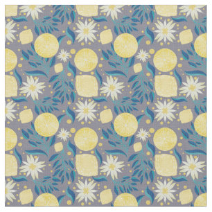 Tecido Limão Cinza Citrus Floral