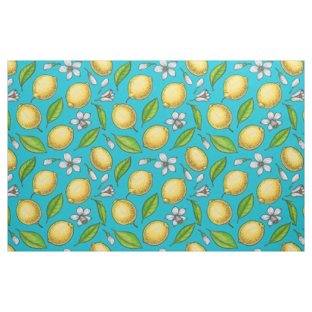 Tecido Limões em azul (Fat Quarter)