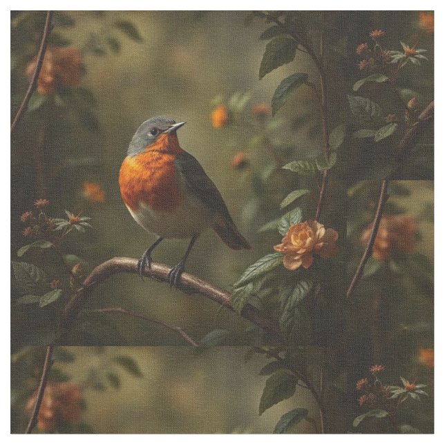 Tecido Linda Robin Inglês em um Jardim (Detalhe)