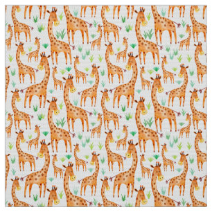 Tecido Lindas Cores-De-Água Girafa