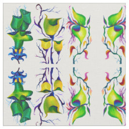 Tecido Lindas Cores Verdes Florais De Aquarela