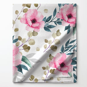 Tecido Lindo Floral Botânico Rosa e Verde