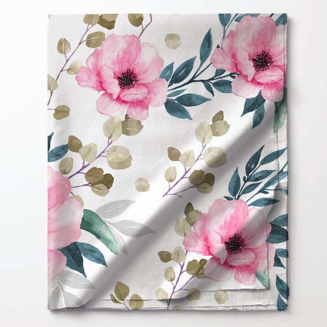 Tecido Lindo Floral Botânico Rosa e Verde (Criador carregado)
