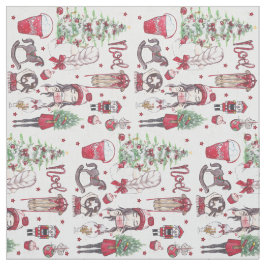 Tecido Lindos elementos de água do Natal Vermelho