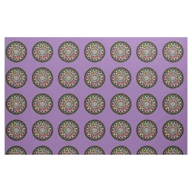 Tecido Lindos mandalas em fundo roxo (Fat Quarter)